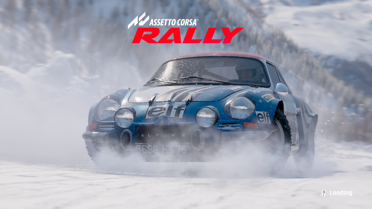 Assetto Corsa Rally 0.2の雪道ステージを走行するラリーカー