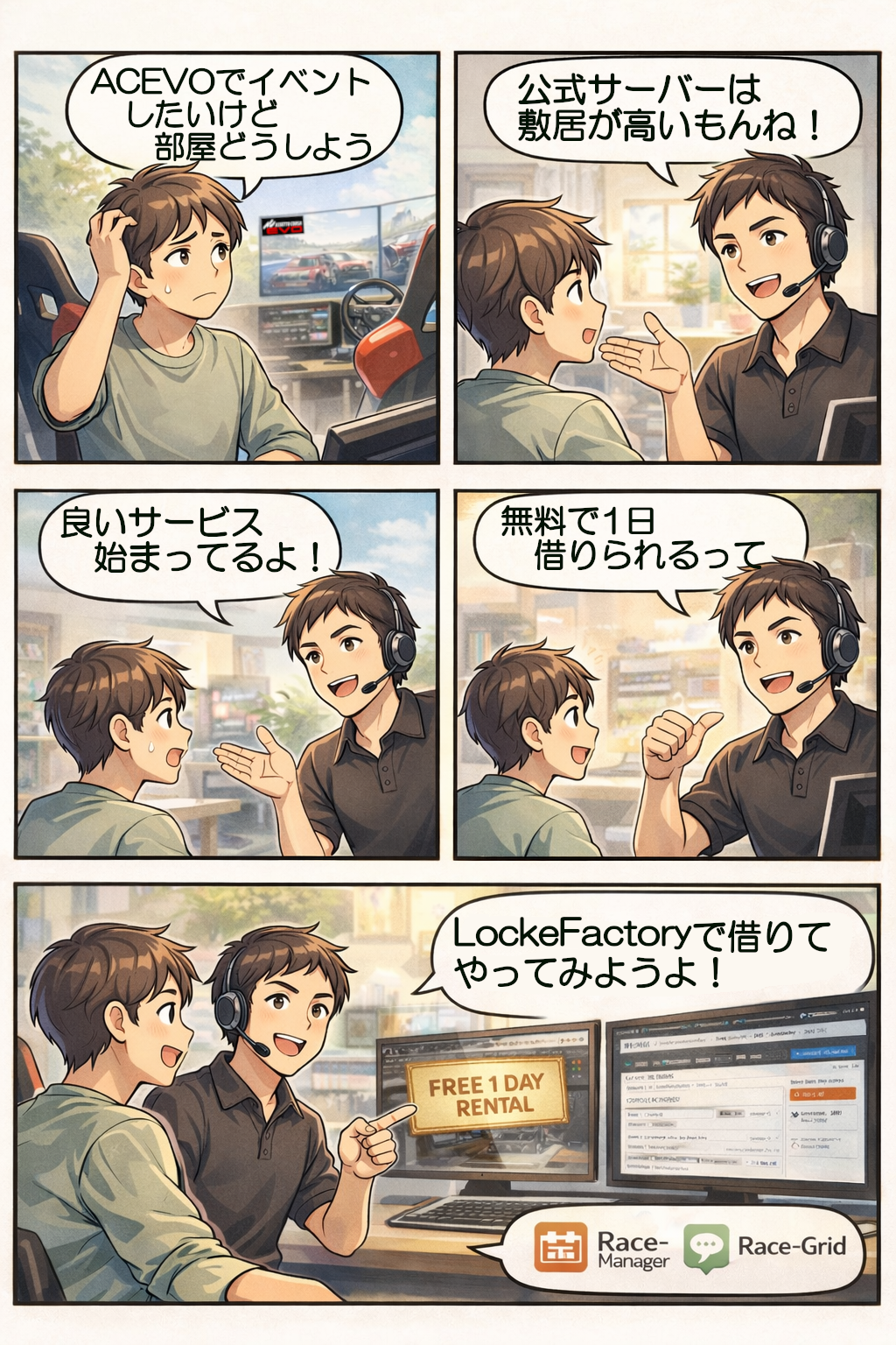 ACEVOサーバーレンタル無料サービス紹介マンガ